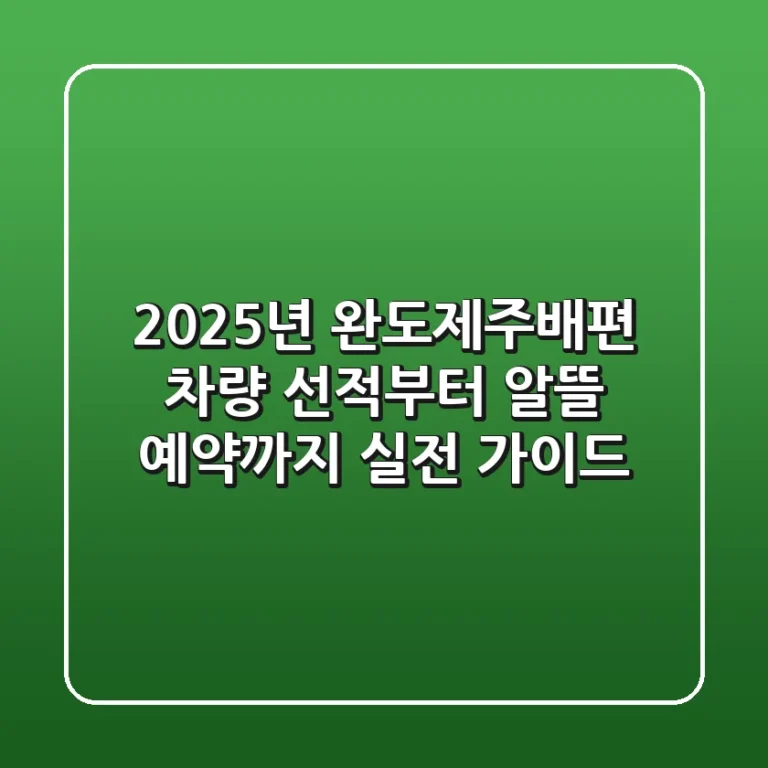 2025년 완도제주배편: 차량 선적부터 알뜰 예약까지 실전 가이드!