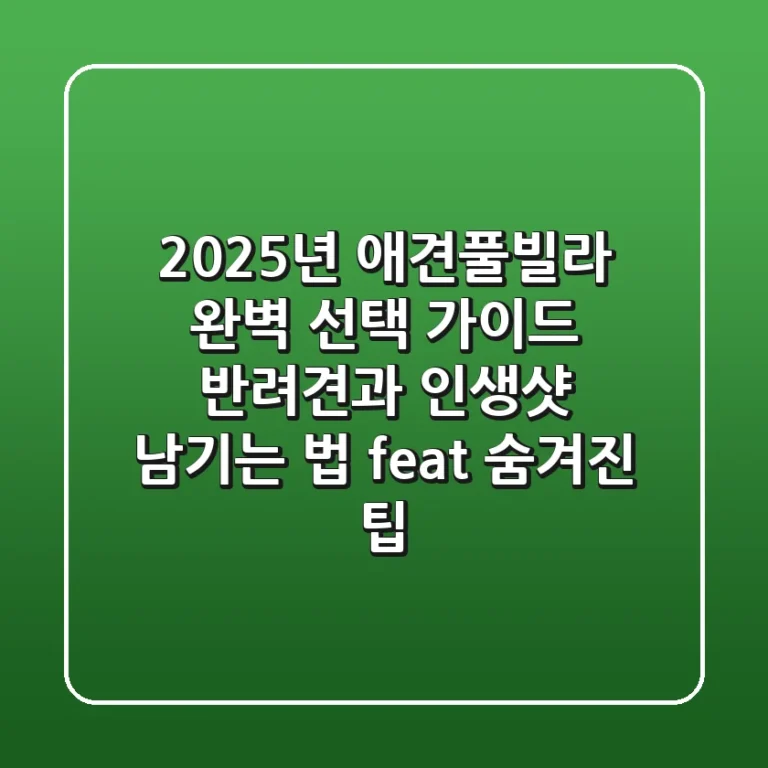 2025년 애견풀빌라 완벽 선택 가이드: 반려견과 인생샷 남기는 법 (feat. 숨겨진 팁)