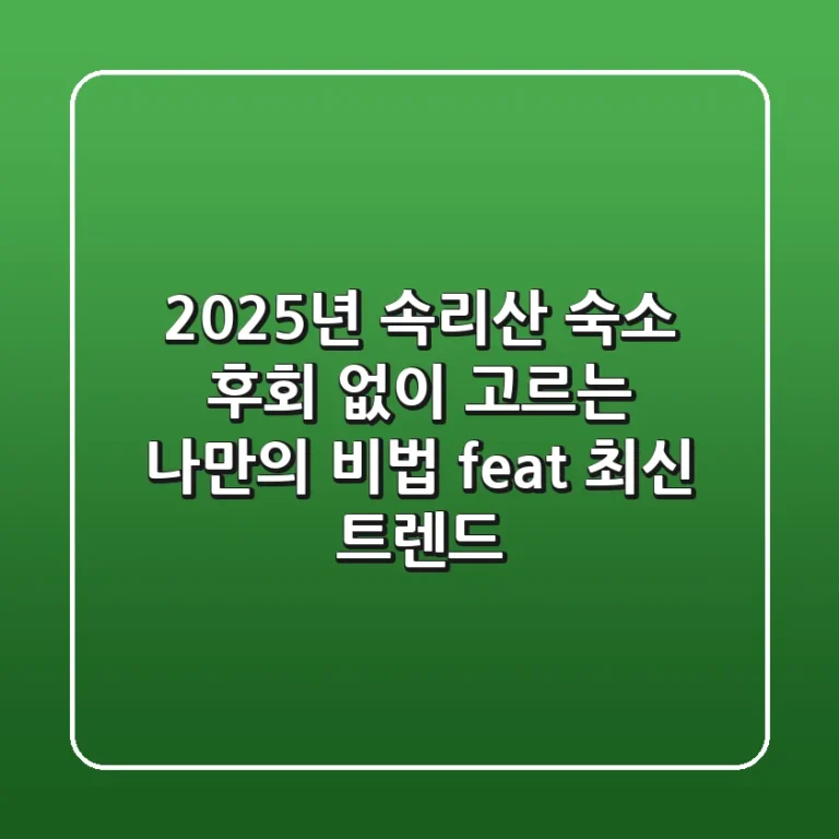 2025년 속리산 숙소, 후회 없이 고르는 나만의 비법 (feat. 최신 트렌드)