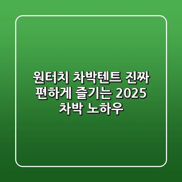 원터치 차박텐트, '진짜' 편하게 즐기는 2025 차박 노하우