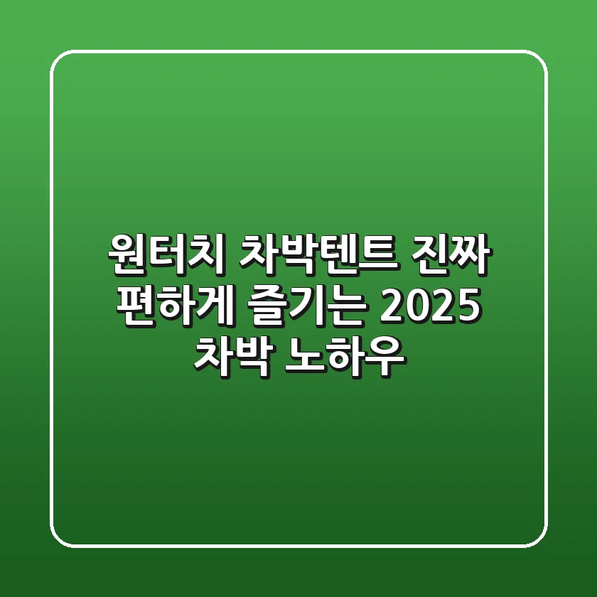원터치 차박텐트, '진짜' 편하게 즐기는 2025 차박 노하우