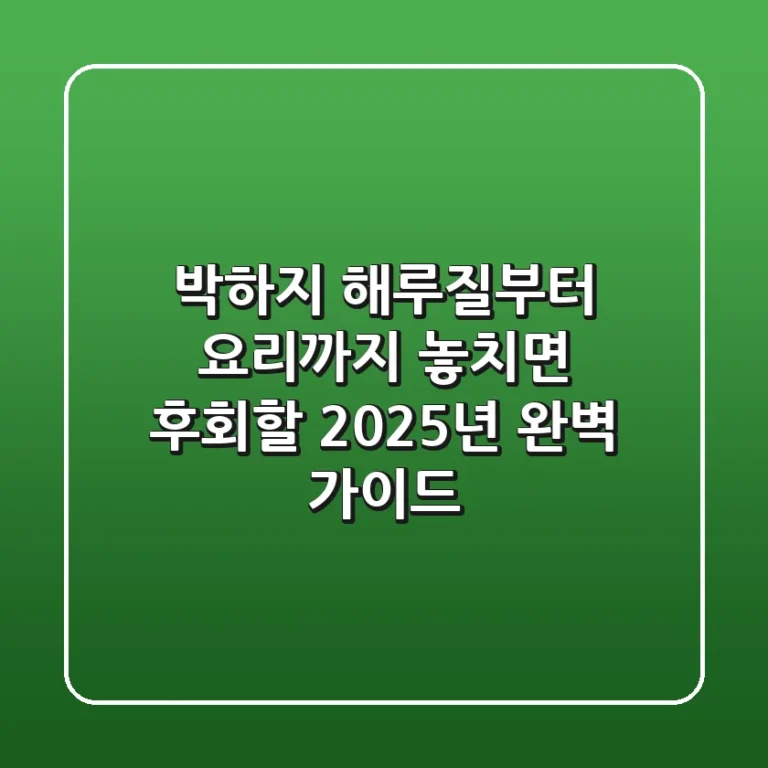 박하지 해루질부터 요리까지, 놓치면 후회할 2025년 완벽 가이드