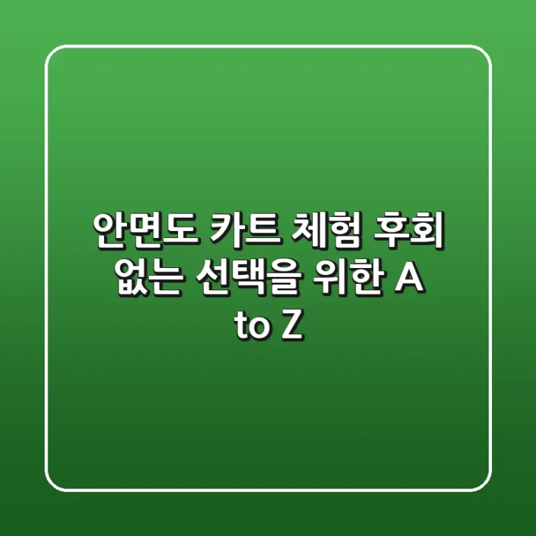 안면도 카트 체험, 후회 없는 선택을 위한 A to Z