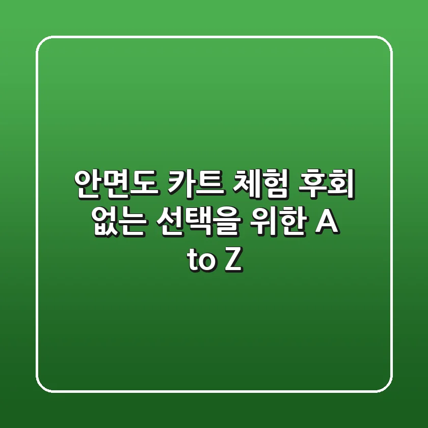 안면도 카트 체험, 후회 없는 선택을 위한 A to Z