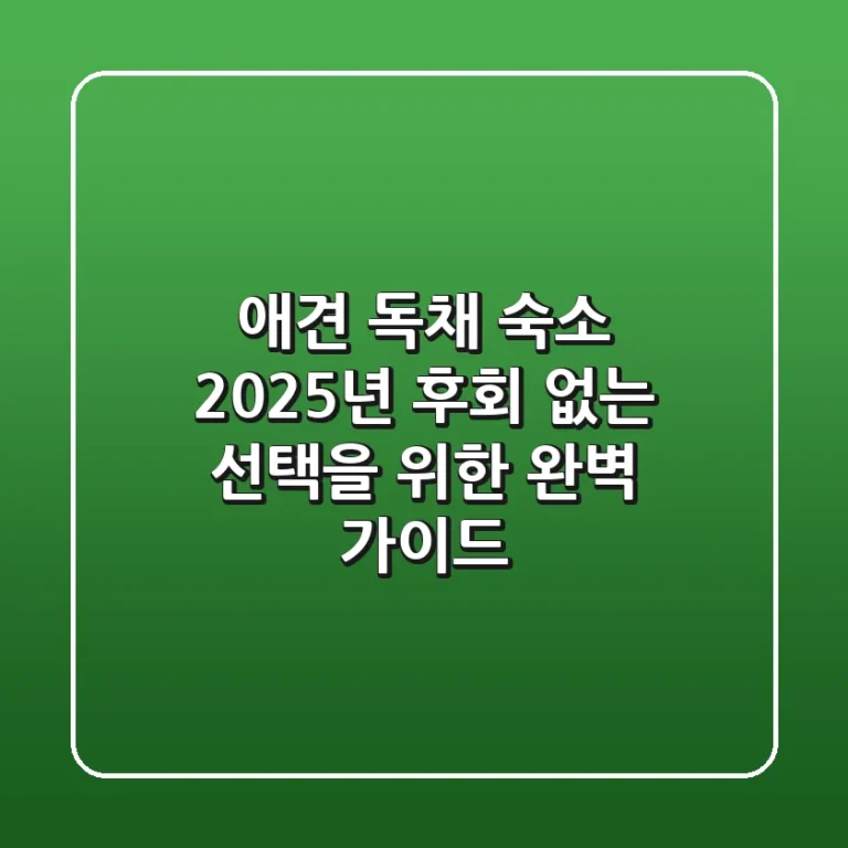 애견 독채 숙소, 2025년 후회 없는 선택을 위한 완벽 가이드