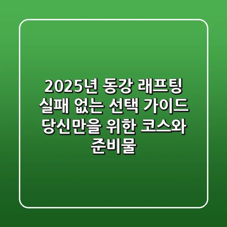 2025년 동강 래프팅, 실패 없는 선택 가이드! 당신만을 위한 코스와 준비물