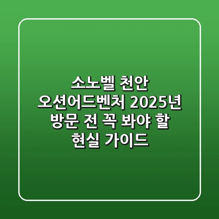 소노벨 천안 오션어드벤처, 2025년 방문 전 꼭 봐야 할 현실 가이드