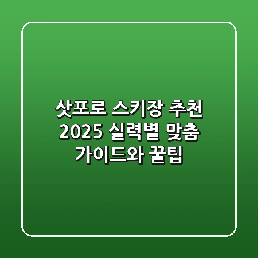 삿포로 스키장 추천 2025: 실력별 맞춤 가이드와 꿀팁