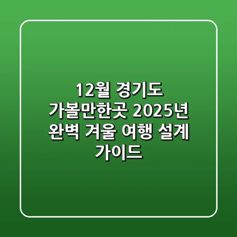 12월 경기도 가볼만한곳, 2025년 완벽 겨울 여행 설계 가이드