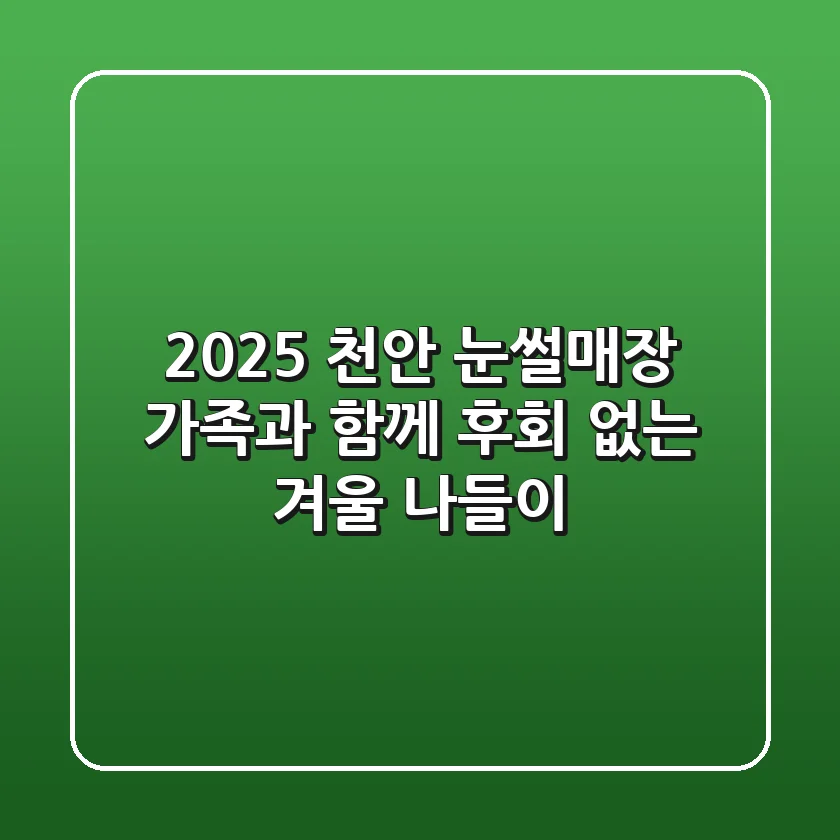 2025 천안 눈썰매장: 가족과 함께 후회 없는 겨울 나들이