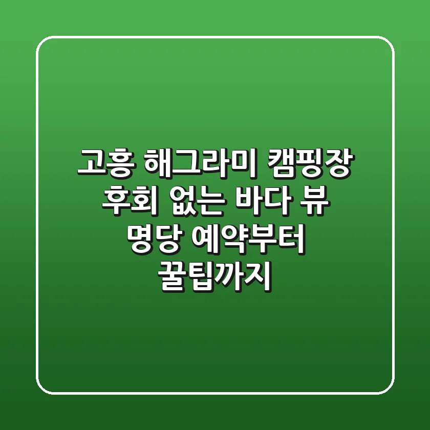 고흥 해그라미 캠핑장, 후회 없는 바다 뷰 명당 예약부터 꿀팁까지!