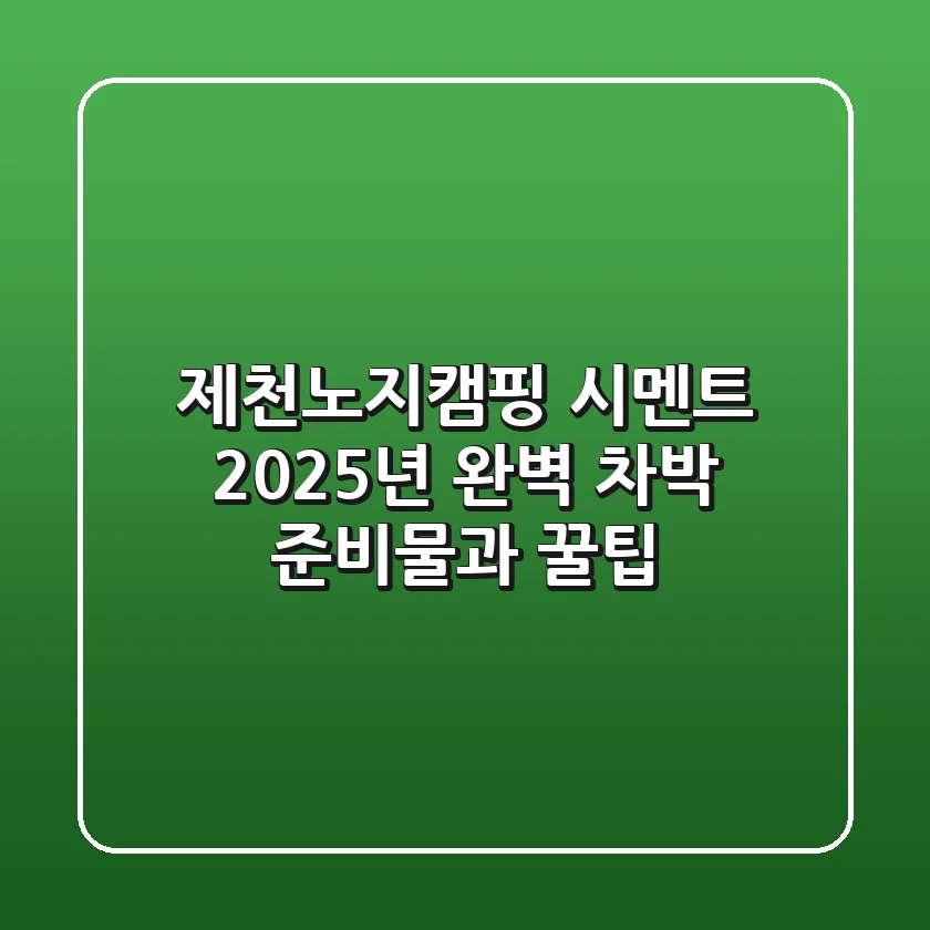 제천노지캠핑 시멘트? 2025년 완벽 차박 준비물과 꿀팁