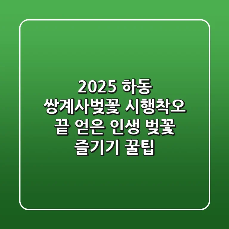 2025 하동 쌍계사벚꽃: 시행착오 끝 얻은 인생 벚꽃 즐기기 꿀팁