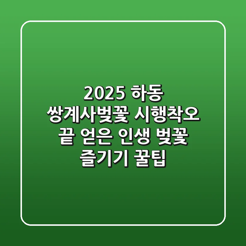 2025 하동 쌍계사벚꽃: 시행착오 끝 얻은 인생 벚꽃 즐기기 꿀팁