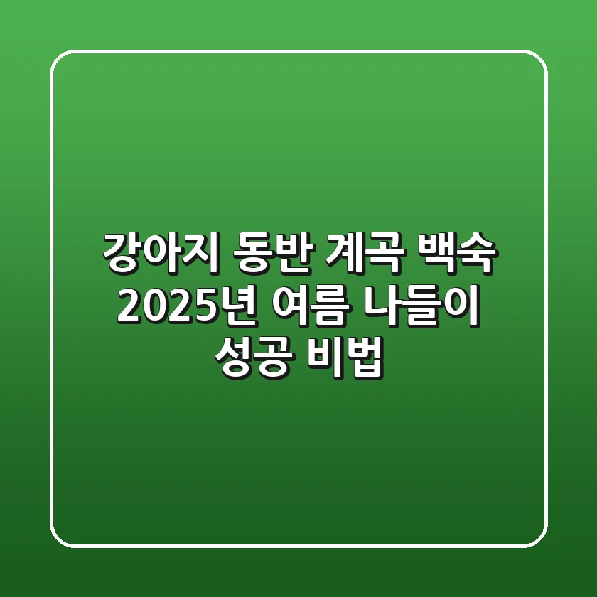 강아지 동반 계곡 백숙, 2025년 여름 나들이 성공 비법!