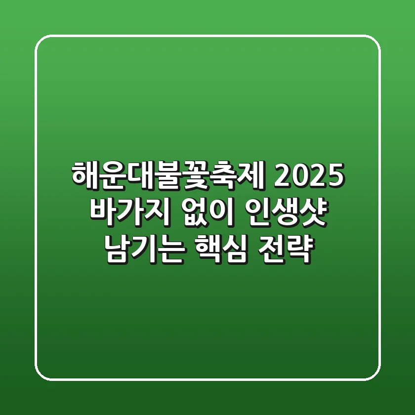해운대불꽃축제 2025, 바가지 없이 인생샷 남기는 핵심 전략