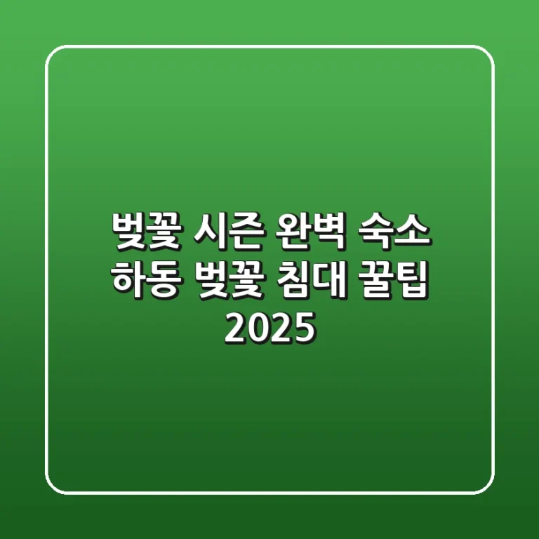 벚꽃 시즌 완벽 숙소: 하동 벚꽃 침대 꿀팁 2025