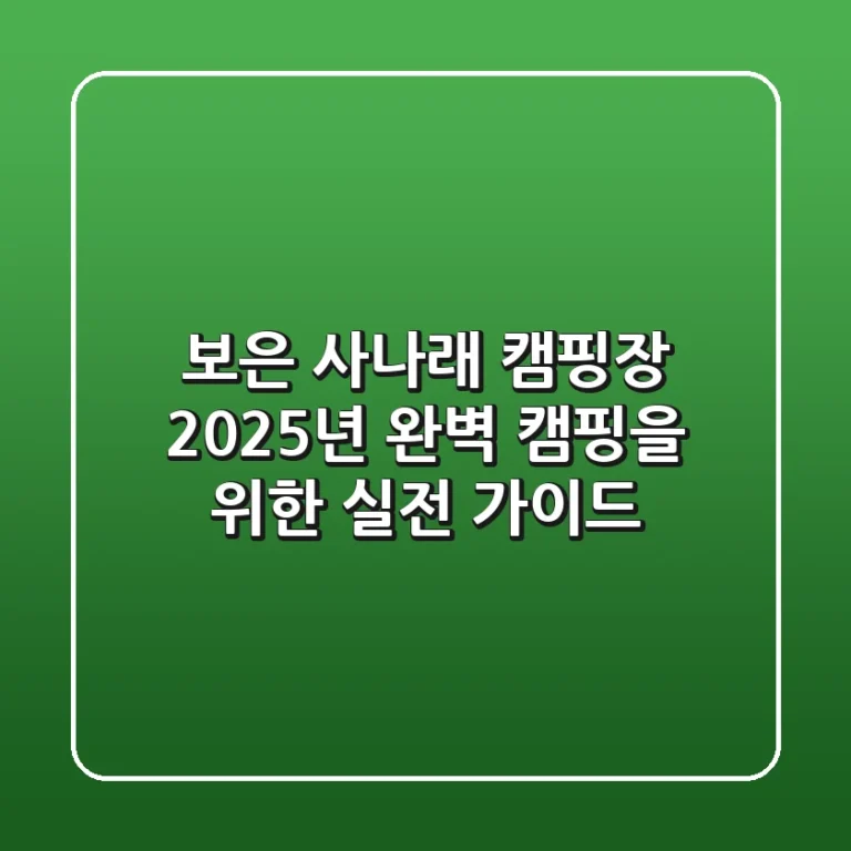 보은 사나래 캠핑장, 2025년 완벽 캠핑을 위한 실전 가이드