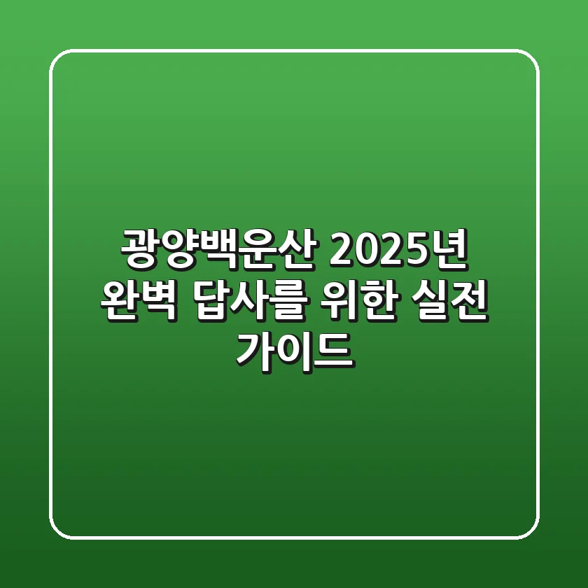 광양백운산, 2025년 완벽 답사를 위한 실전 가이드
