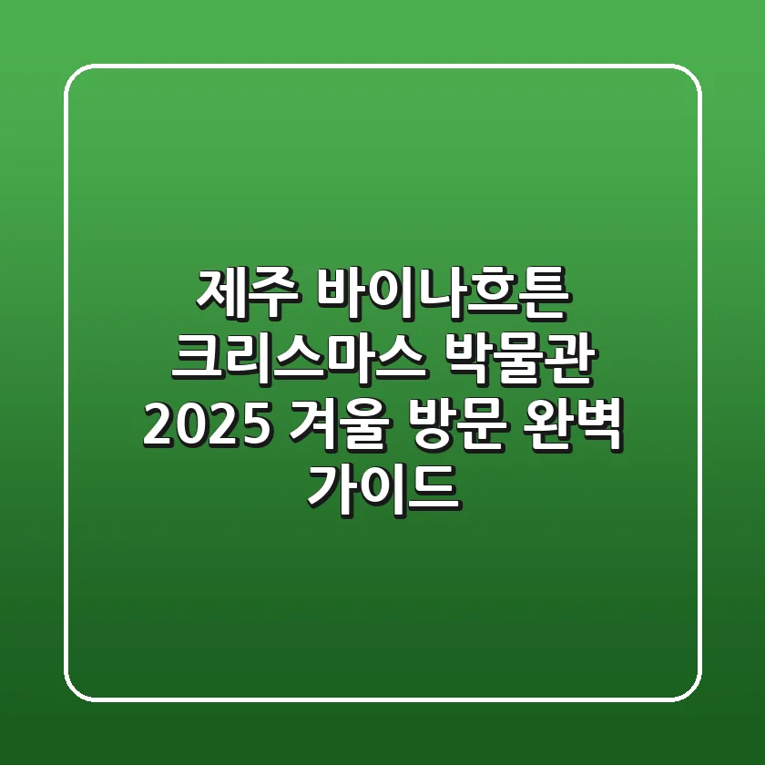 제주 바이나흐튼 크리스마스 박물관, 2025 겨울 방문 완벽 가이드