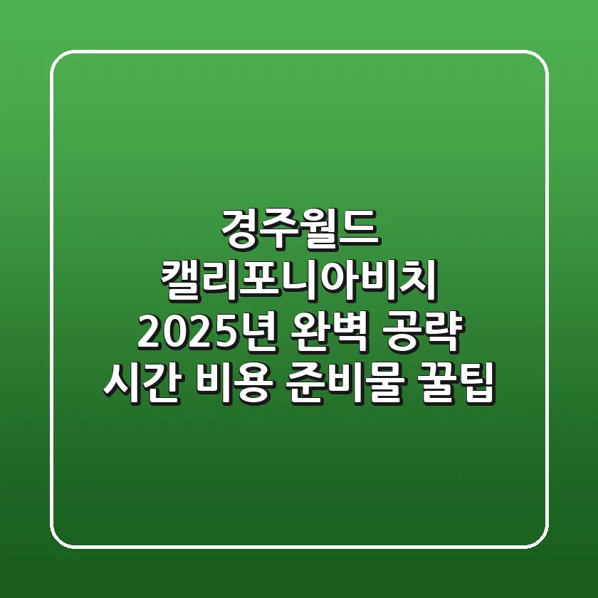 경주월드 캘리포니아비치 2025년 완벽 공략: 시간, 비용, 준비물 꿀팁!