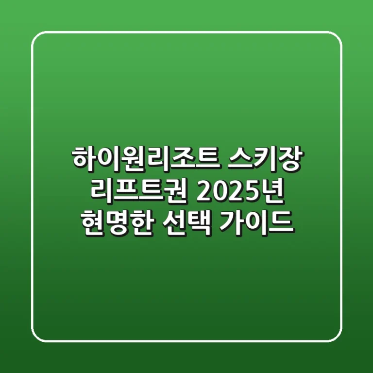 하이원리조트 스키장 리프트권, 2025년 현명한 선택 가이드