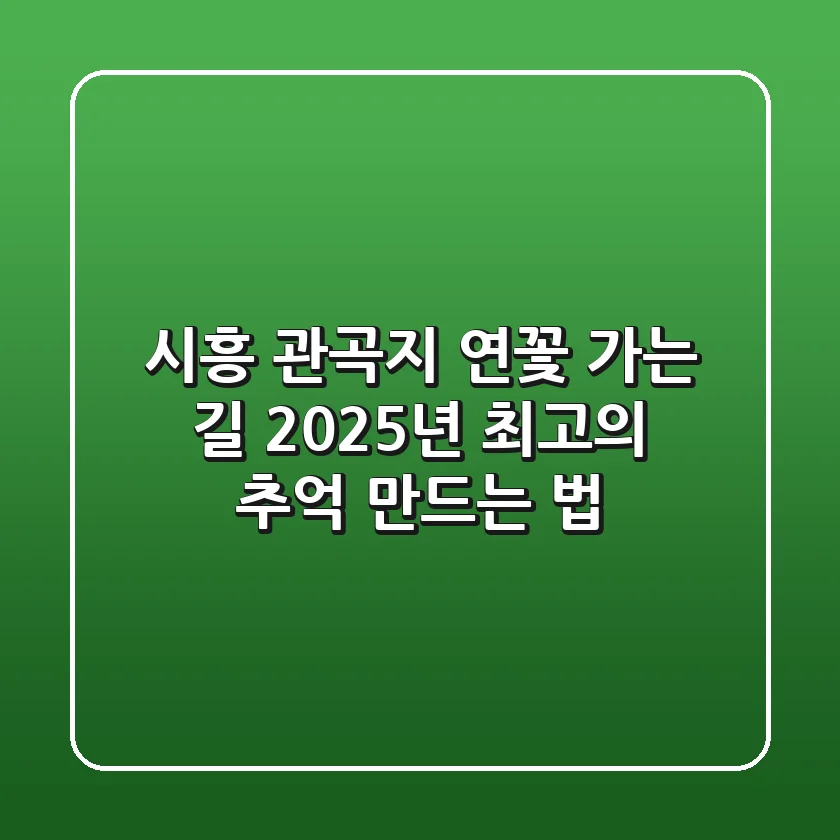 시흥 관곡지 연꽃 가는 길, 2025년 최고의 추억 만드는 법