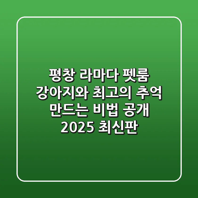 평창 라마다 펫룸, 강아지와 최고의 추억 만드는 비법 공개 (2025 최신판)