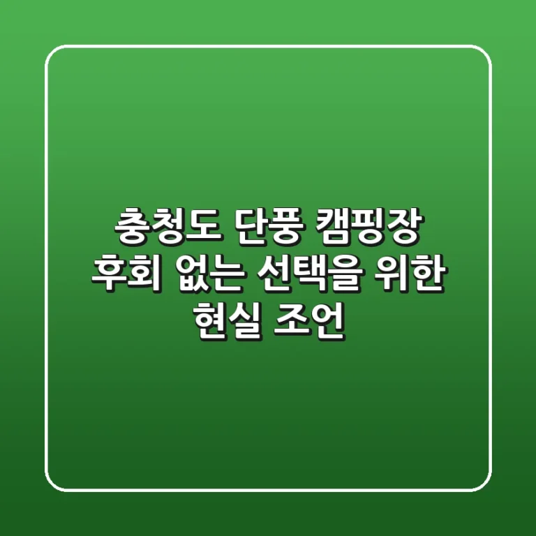 충청도 단풍 캠핑장, 후회 없는 선택을 위한 현실 조언