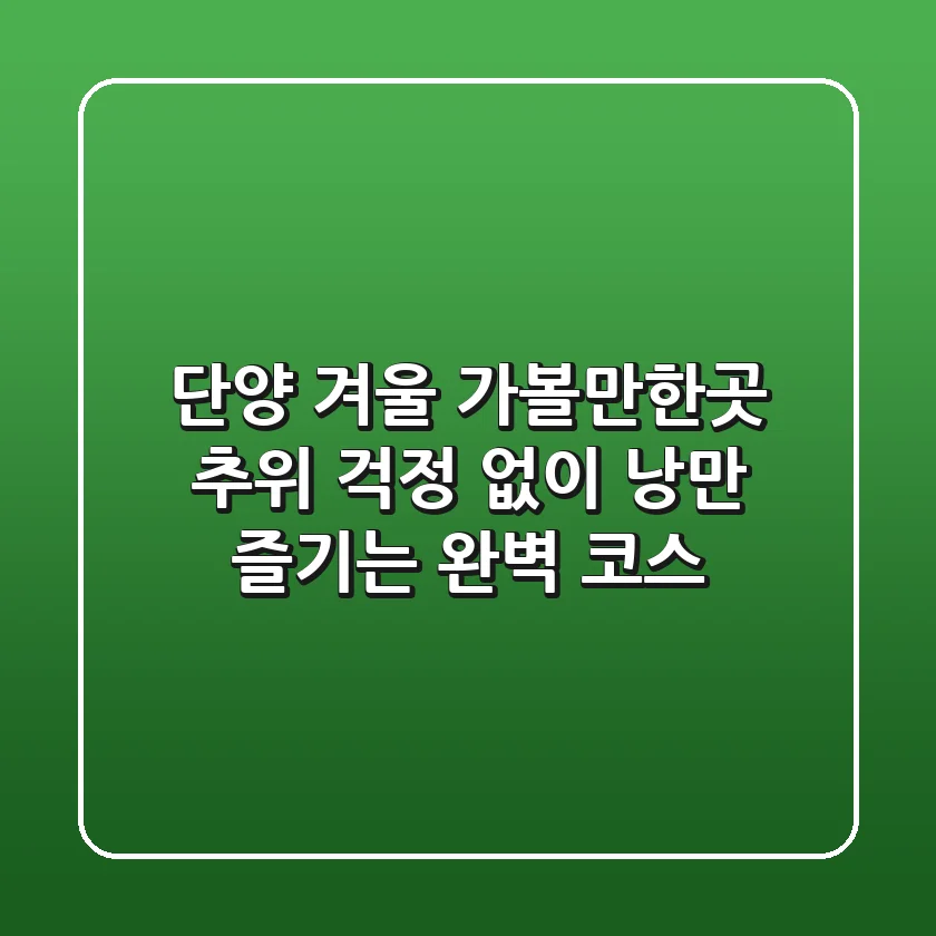 단양 겨울 가볼만한곳, 추위 걱정 없이 낭만 즐기는 완벽 코스!
