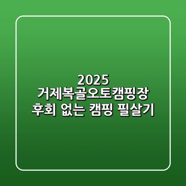 2025 거제복골오토캠핑장, 후회 없는 캠핑 필살기