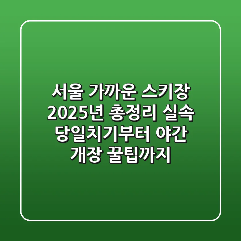 서울 가까운 스키장 2025년 총정리: 실속 당일치기부터 야간 개장 꿀팁까지!