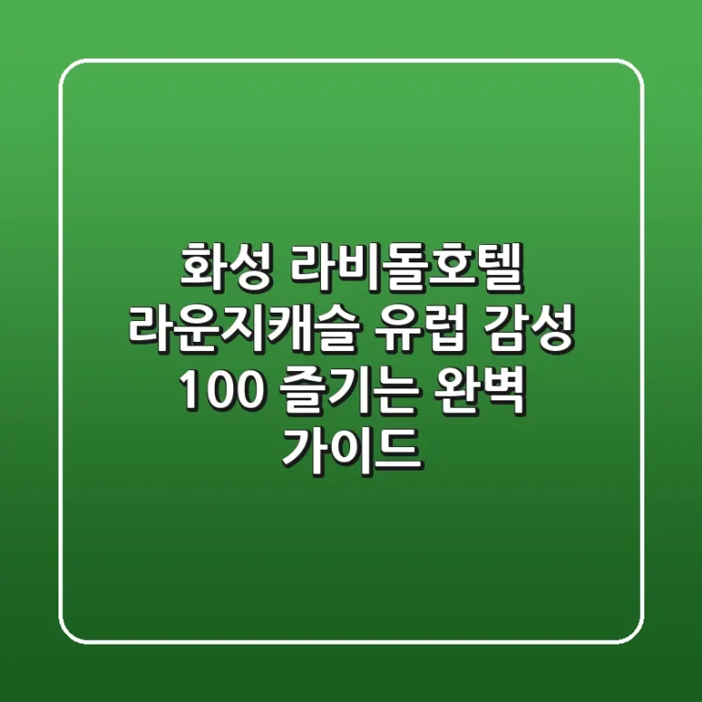 화성 라비돌호텔 라운지캐슬, 유럽 감성 100% 즐기는 완벽 가이드