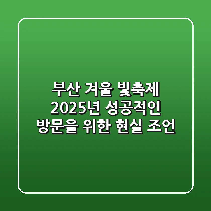 부산 겨울 빛축제, 2025년 성공적인 방문을 위한 현실 조언