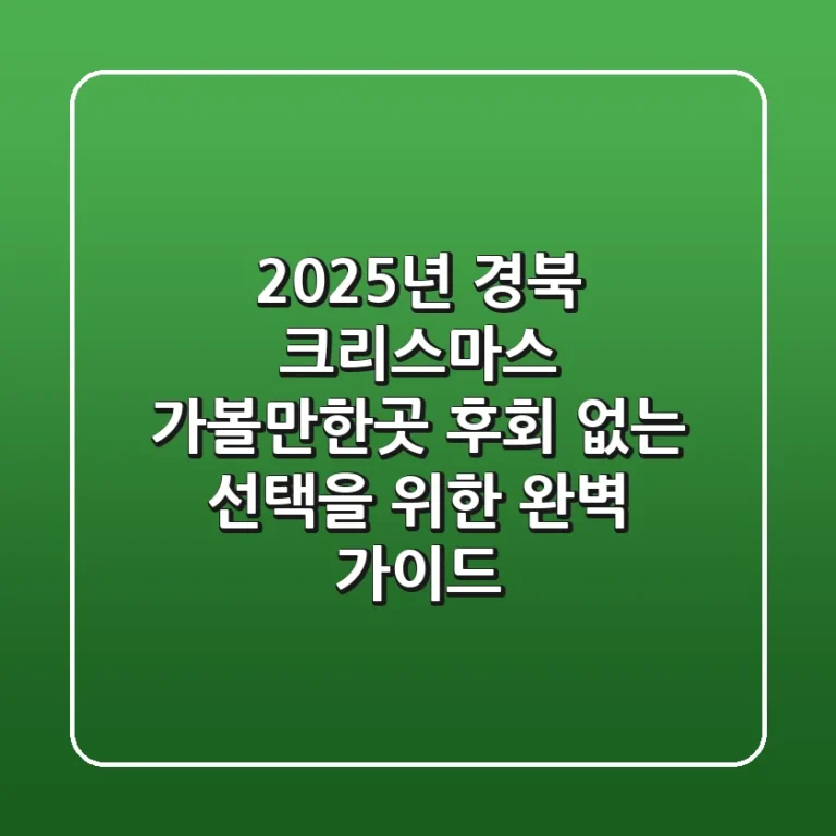 2025년 경북 크리스마스 가볼만한곳: 후회 없는 선택을 위한 완벽 가이드!