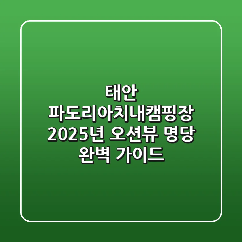 태안 파도리아치내캠핑장, 2025년 오션뷰 명당 완벽 가이드