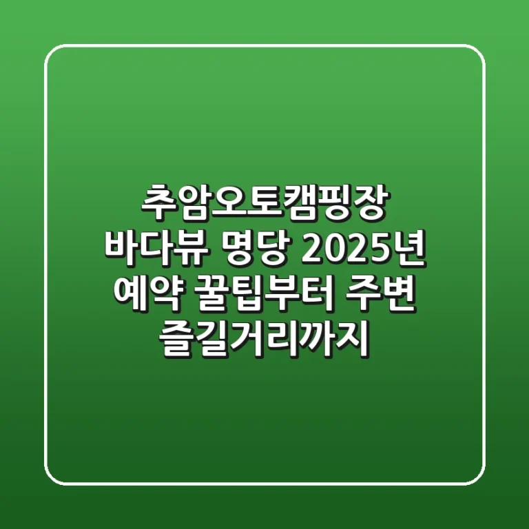 추암오토캠핑장 바다뷰 명당! 2025년 예약 꿀팁부터 주변 즐길거리까지
