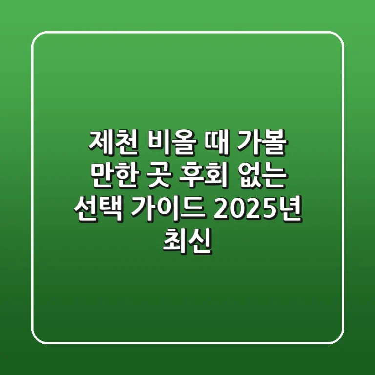 제천 비올 때 가볼 만한 곳, 후회 없는 선택 가이드 (2025년 최신)