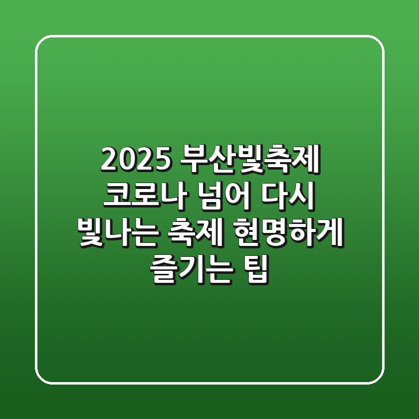 2025 부산빛축제, 코로나 넘어 다시 빛나는 축제: 현명하게 즐기는 팁