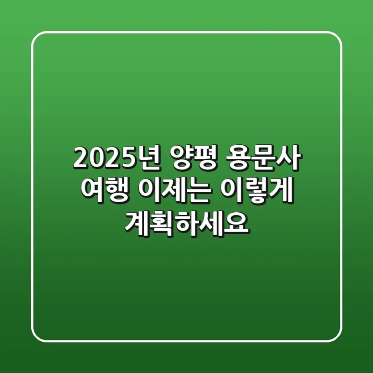 2025년 양평 용문사 여행, 이제는 '이렇게' 계획하세요!