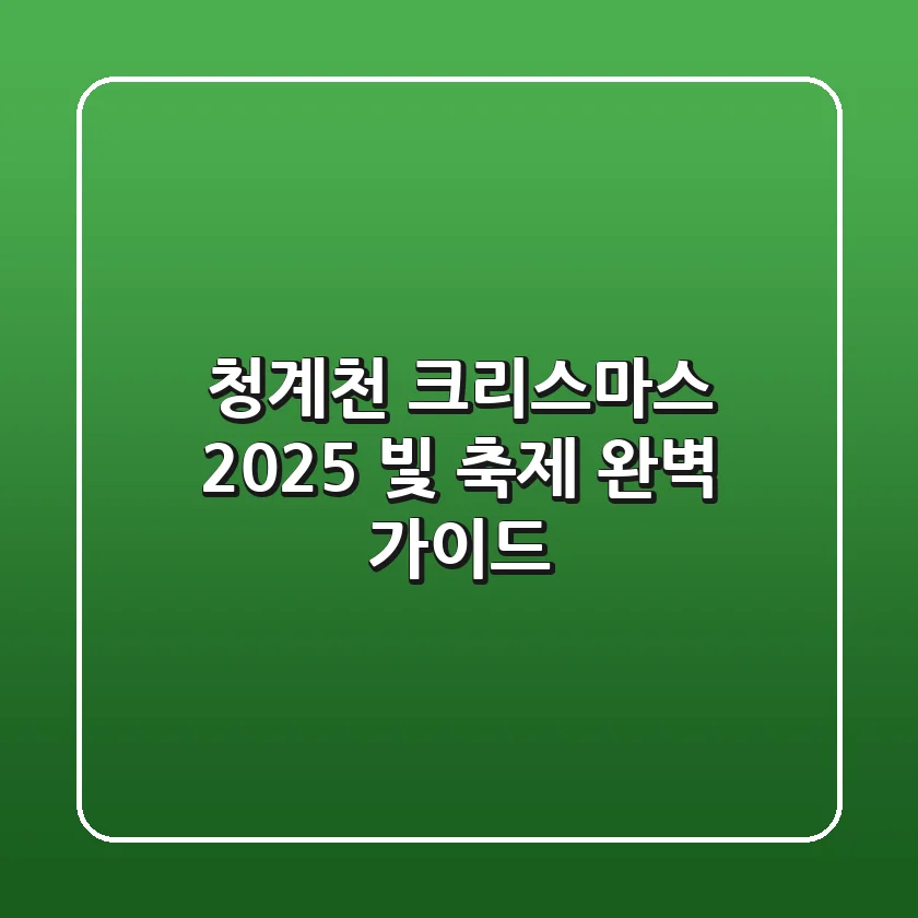 청계천 크리스마스 2025, 빛 축제 완벽 가이드!