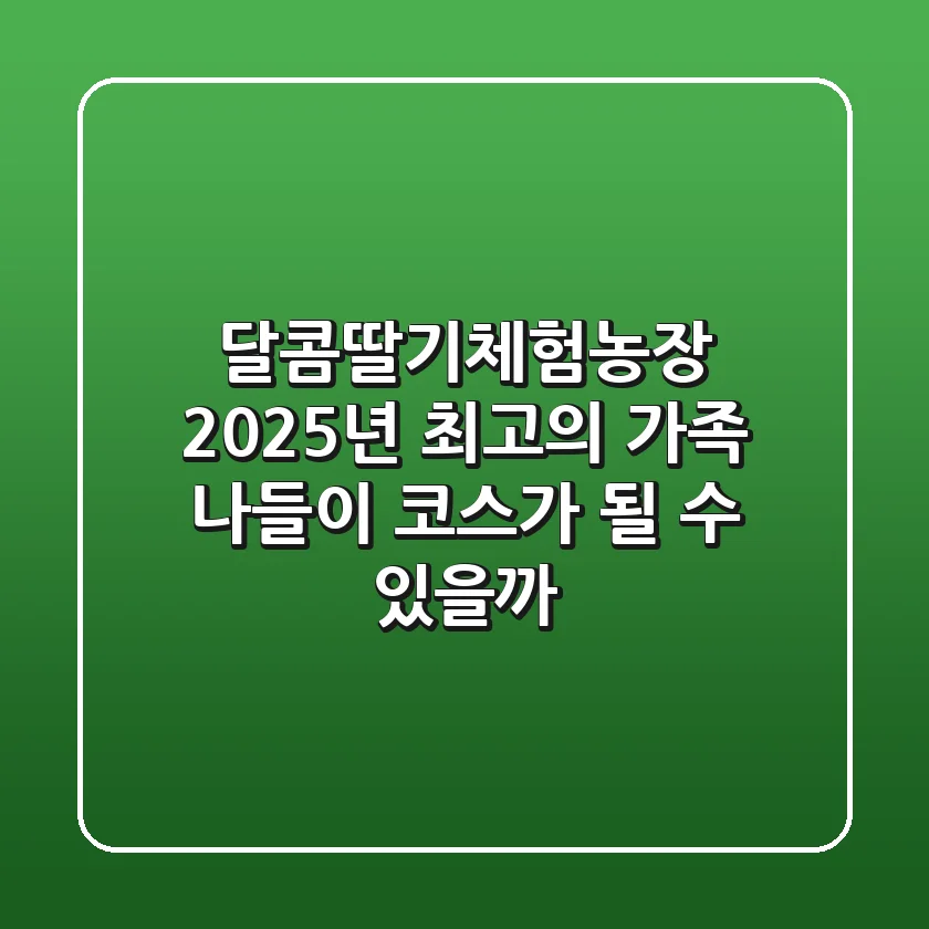 달콤딸기체험농장, 2025년 최고의 가족 나들이 코스가 될 수 있을까?