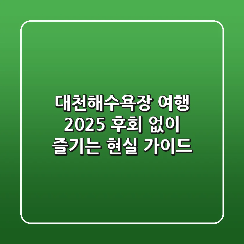 대천해수욕장 여행 2025, 후회 없이 즐기는 현실 가이드