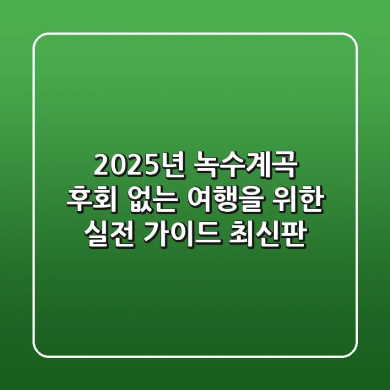 2025년 녹수계곡, 후회 없는 여행을 위한 실전 가이드 (최신판)