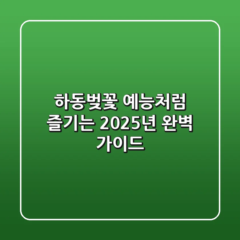 하동벚꽃 예능처럼 즐기는 2025년 완벽 가이드