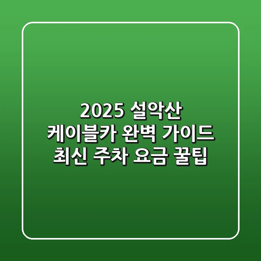 2025 설악산 케이블카 완벽 가이드: 최신 주차, 요금, 꿀팁!