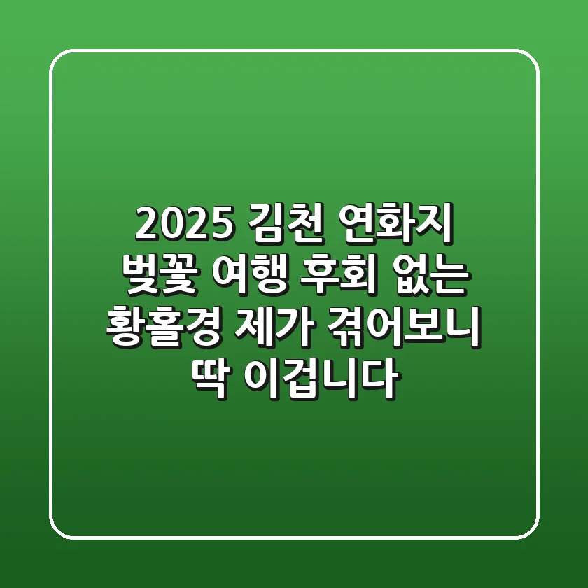2025 김천 연화지 벚꽃 여행: 후회 없는 황홀경, 제가 겪어보니 딱 이겁니다!