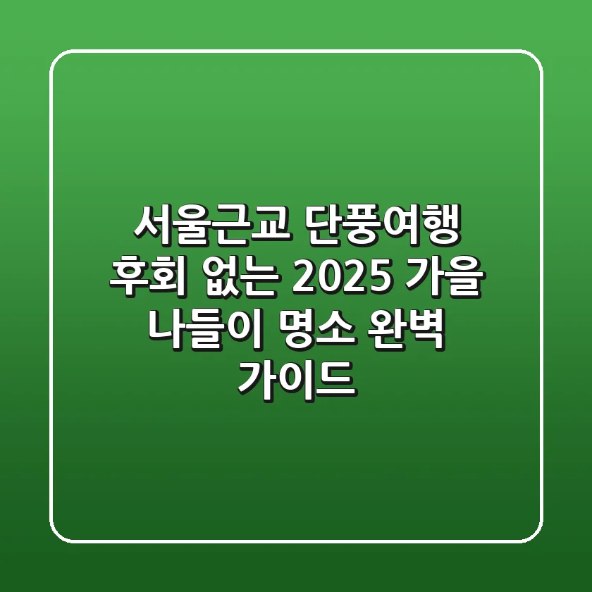 서울근교 단풍여행, 후회 없는 2025 가을 나들이 명소 완벽 가이드