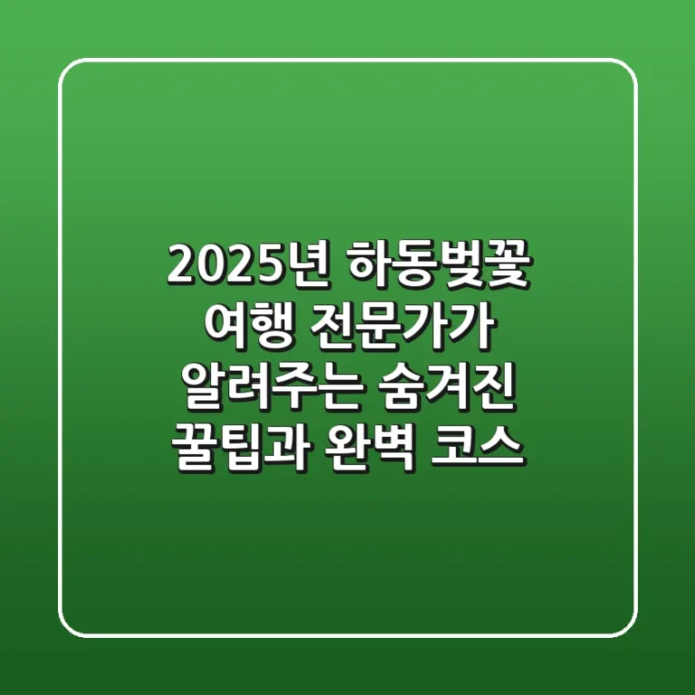 2025년 하동벚꽃 여행: 전문가가 알려주는 숨겨진 꿀팁과 완벽 코스