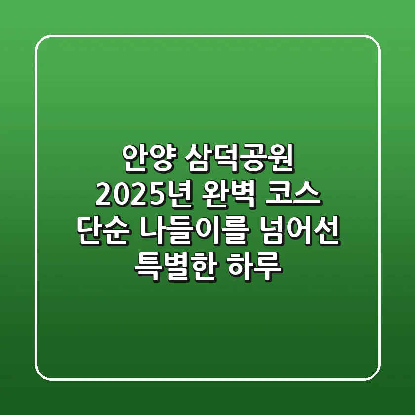 안양 삼덕공원, 2025년 완벽 코스: 단순 나들이를 넘어선 특별한 하루